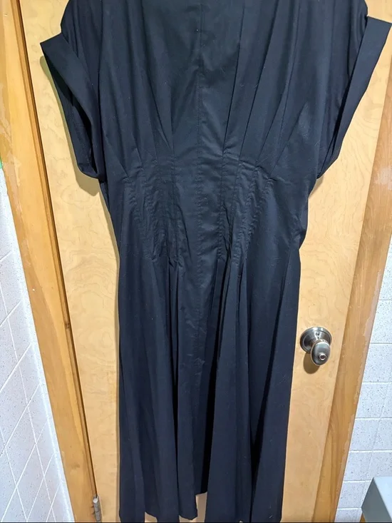 Calvin Klein Black Button-Front Midi Dress - Picture 3 of 6